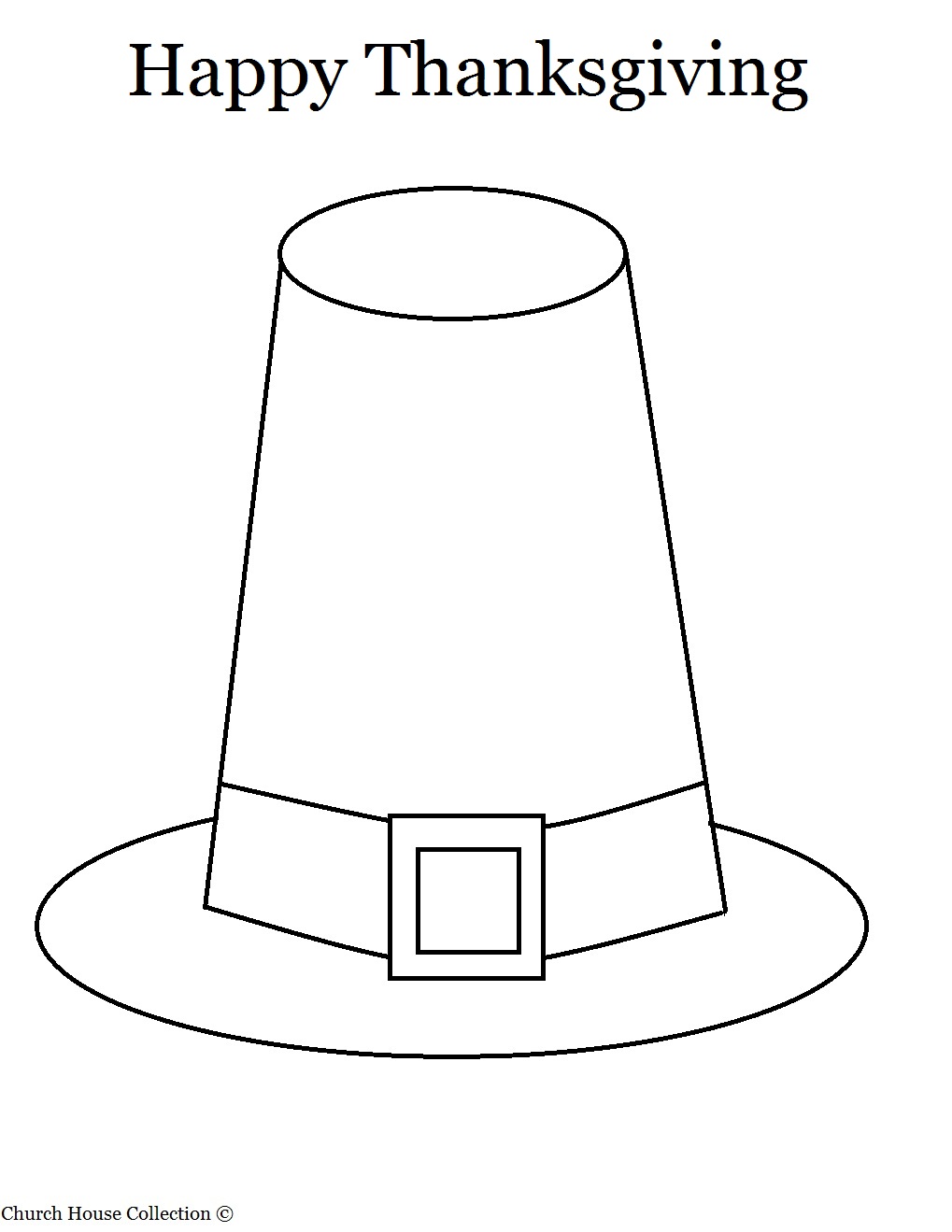 Thanksgiving Pilgrim Hat Coloring Page
